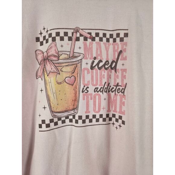 Gildan Heavy Blend Iced Coffee Sweatshirt L Womens Pink Long Sleeve Crew Neck - Picture 4 of 7